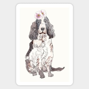 English cocker spaniel with flower Magnet